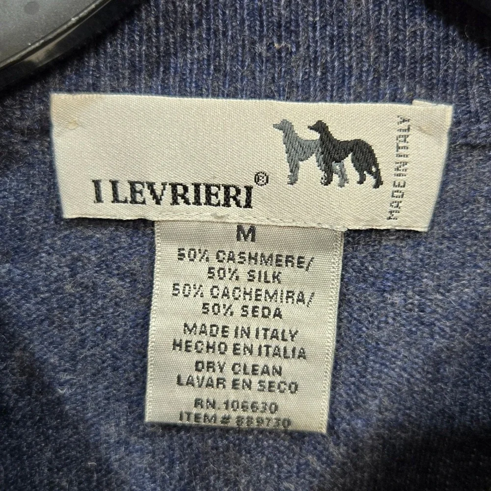I Levrieri Cable Knit Sweater Mens M Blue Cashmere Silk Crewneck Italy Fisherman
